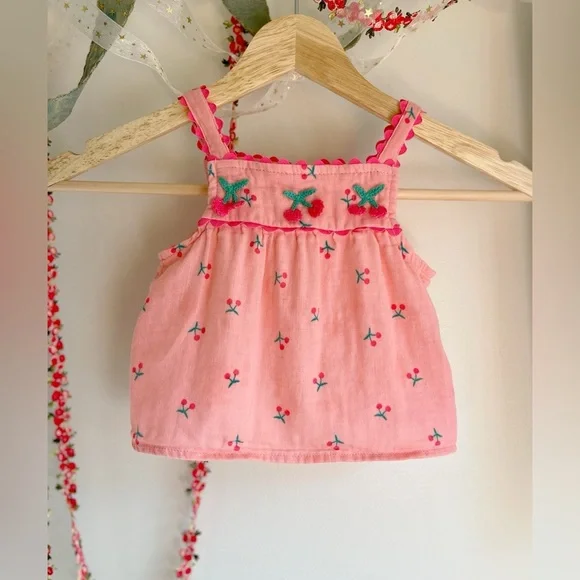 btween Pink top with Cherry Embroidery - Picture 1 of 5